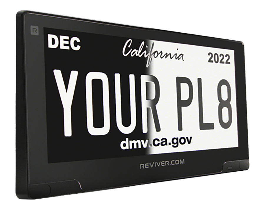 California RPLATE digital license plate in light and dark mode