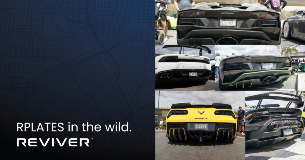A compilation of exotic car images with text that reads: Carsilog's One Year Anniversary with the Reviver logo.
